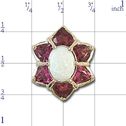 Y1342 14K OPAL/ 6 PINK TOURMALINE SLIDE 